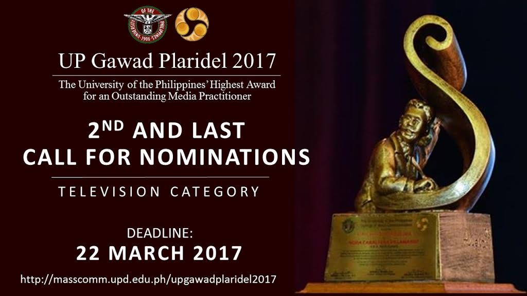 UP Gawad Plaridel 2017 issues last call for nominations