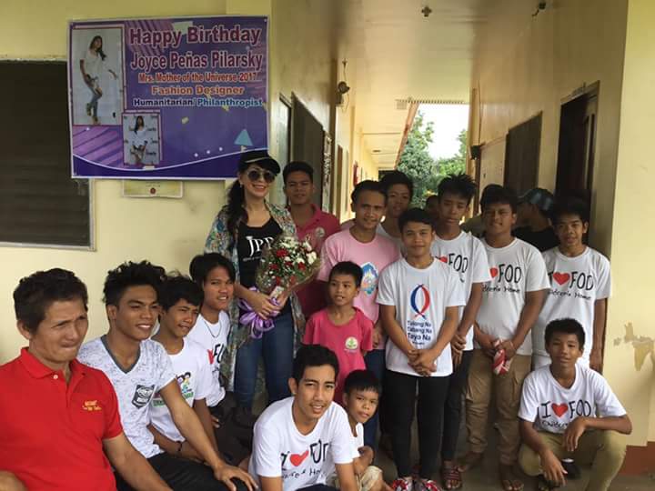 Designer-actress Joyce Peñas Pilarsky spends birthday with abandoned boys, comes with ‘elite in the city’