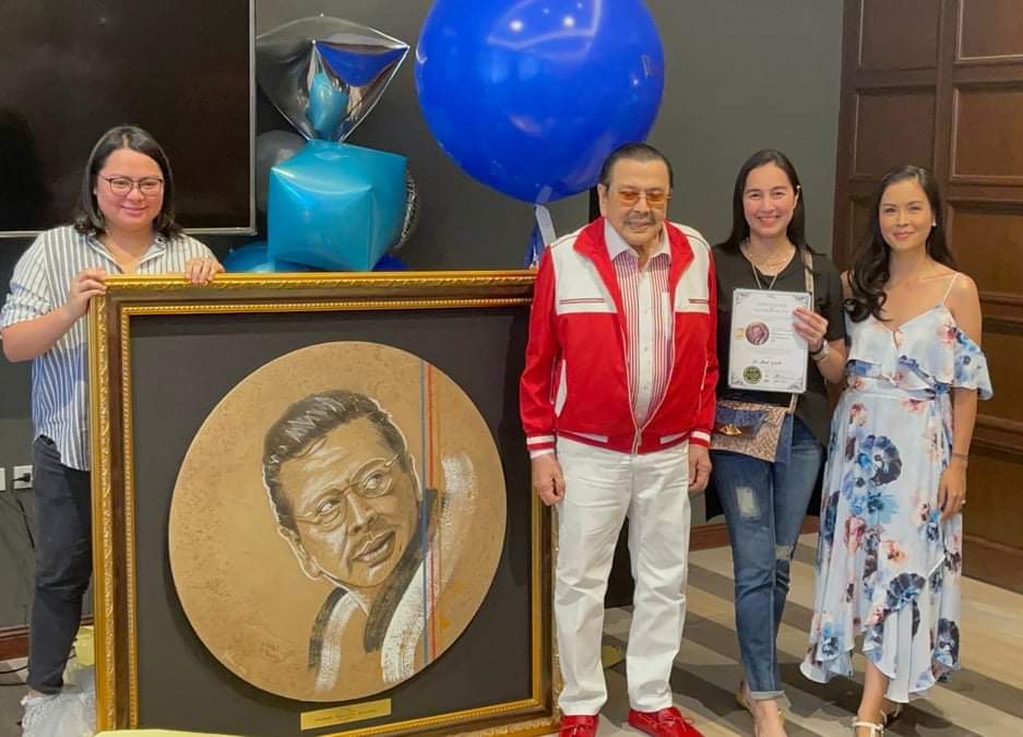 Running for congress? Jana Ejercito honors Erap via a portrait created by Kristine Lim