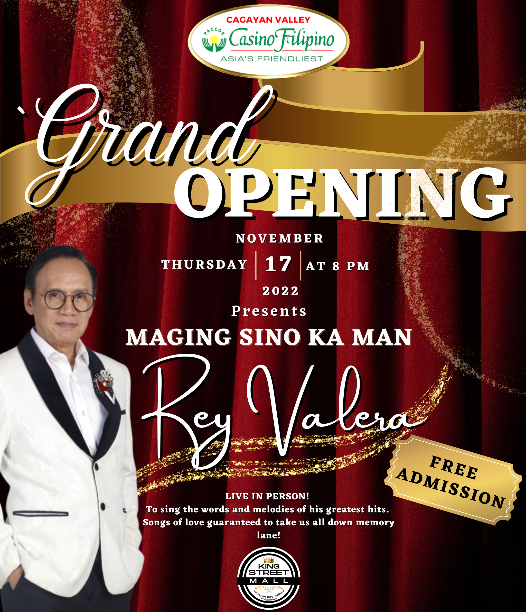 Rey Valera to perform at Casino Filipino Cagayan Valley opening