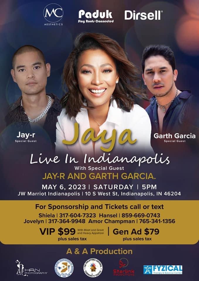 Jaya, Jay-R, Garth all set for a concert in Indianapolis