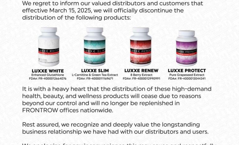 Frontrow discontinues flagship product Luxxe White; Francisco, Verzosa set to explain